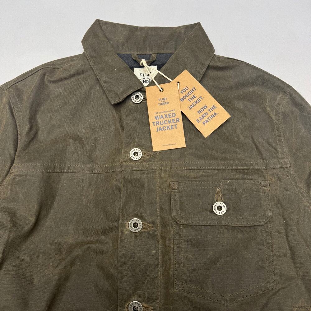 NWT Flint and Tinder Flannel Lined Waxed Trucker Jacket Women's Small Moto